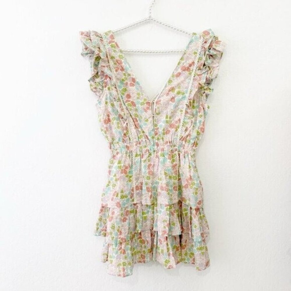 Love The Label Ines Ivory Tiered Ruffled Mini Dress